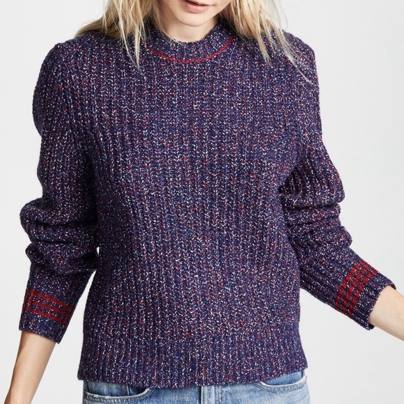 Rag Bone Cheryl Navy Red Sweater 